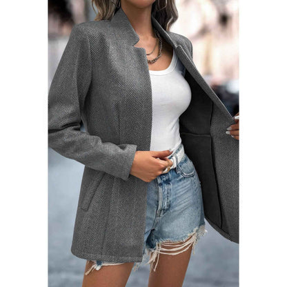 Solid Pocket Long Sleeve Elegant Wool Coat