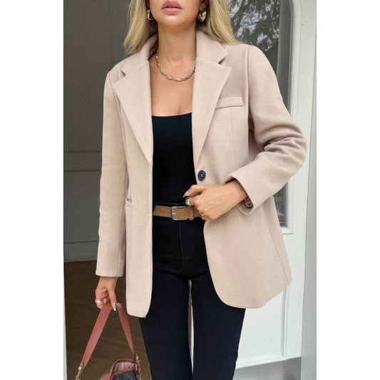 Solid Notch Lapel Single Breasted Blazer
