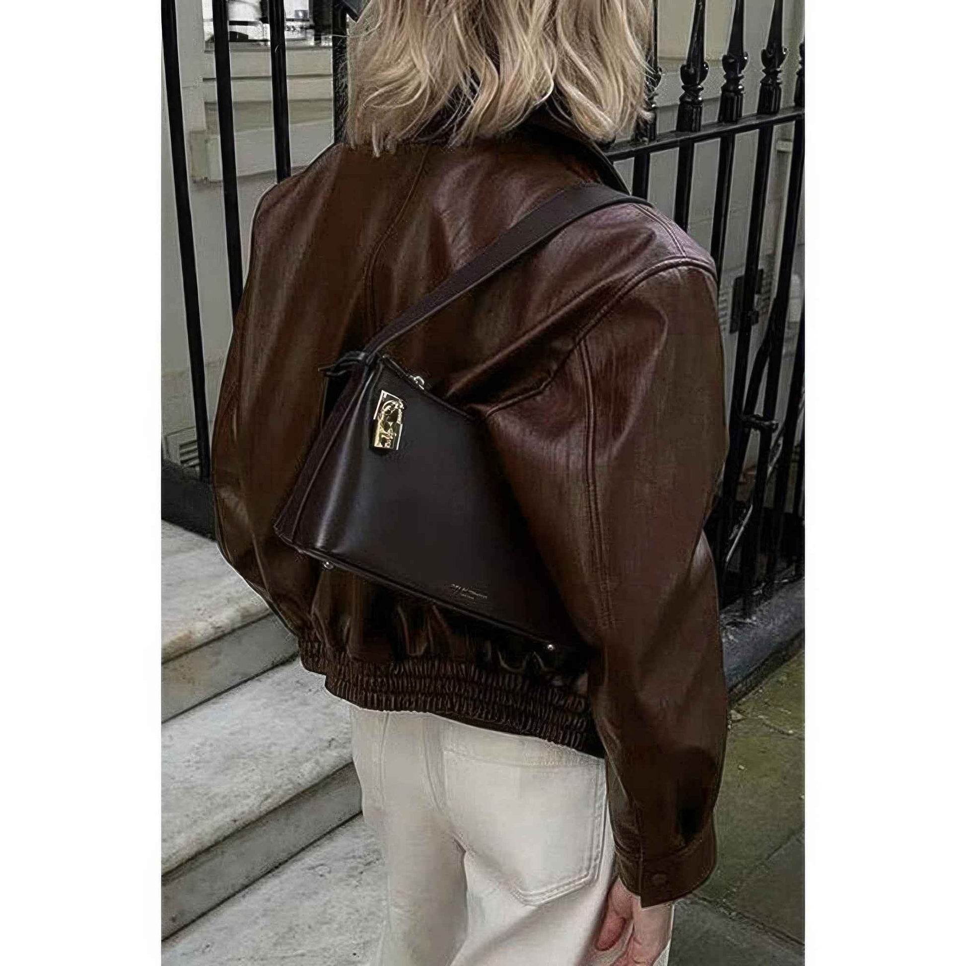 Solid Long Sleeve Short Lapel Zipper Jacket