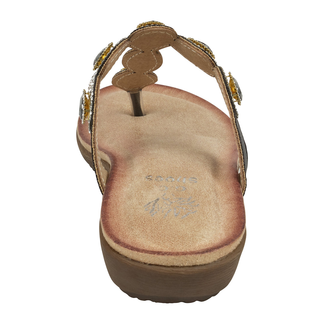 Zara Black Jeweled T-Strap Thong Flat Sandals