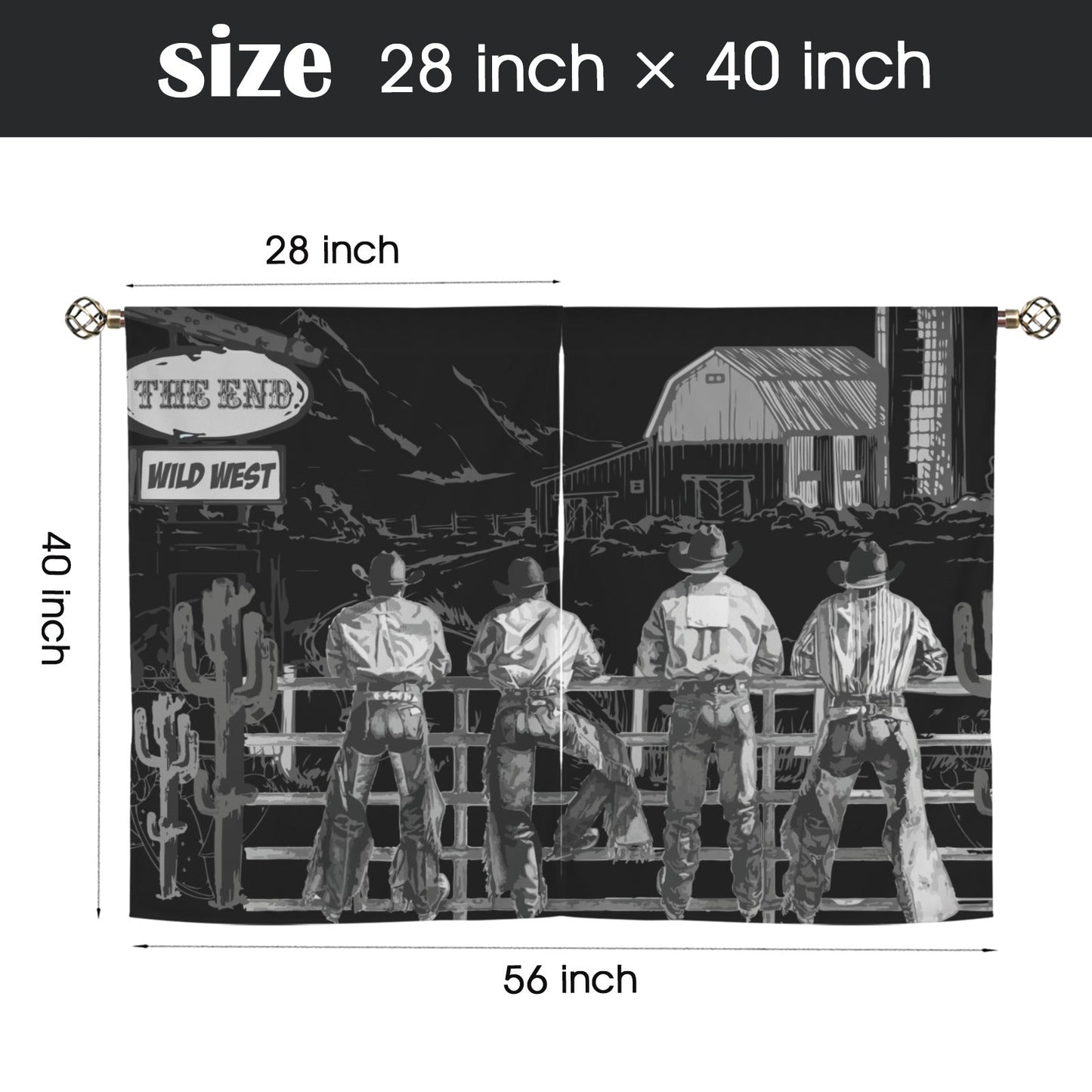 Ranching Curtains Window 28"x 40" (2-Piece) Made in America