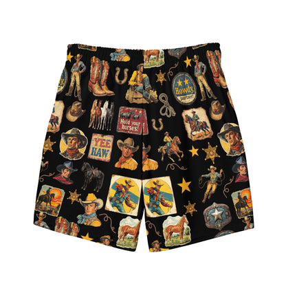 Yeehaw Vintage Cowboy Collage Swim Trunks