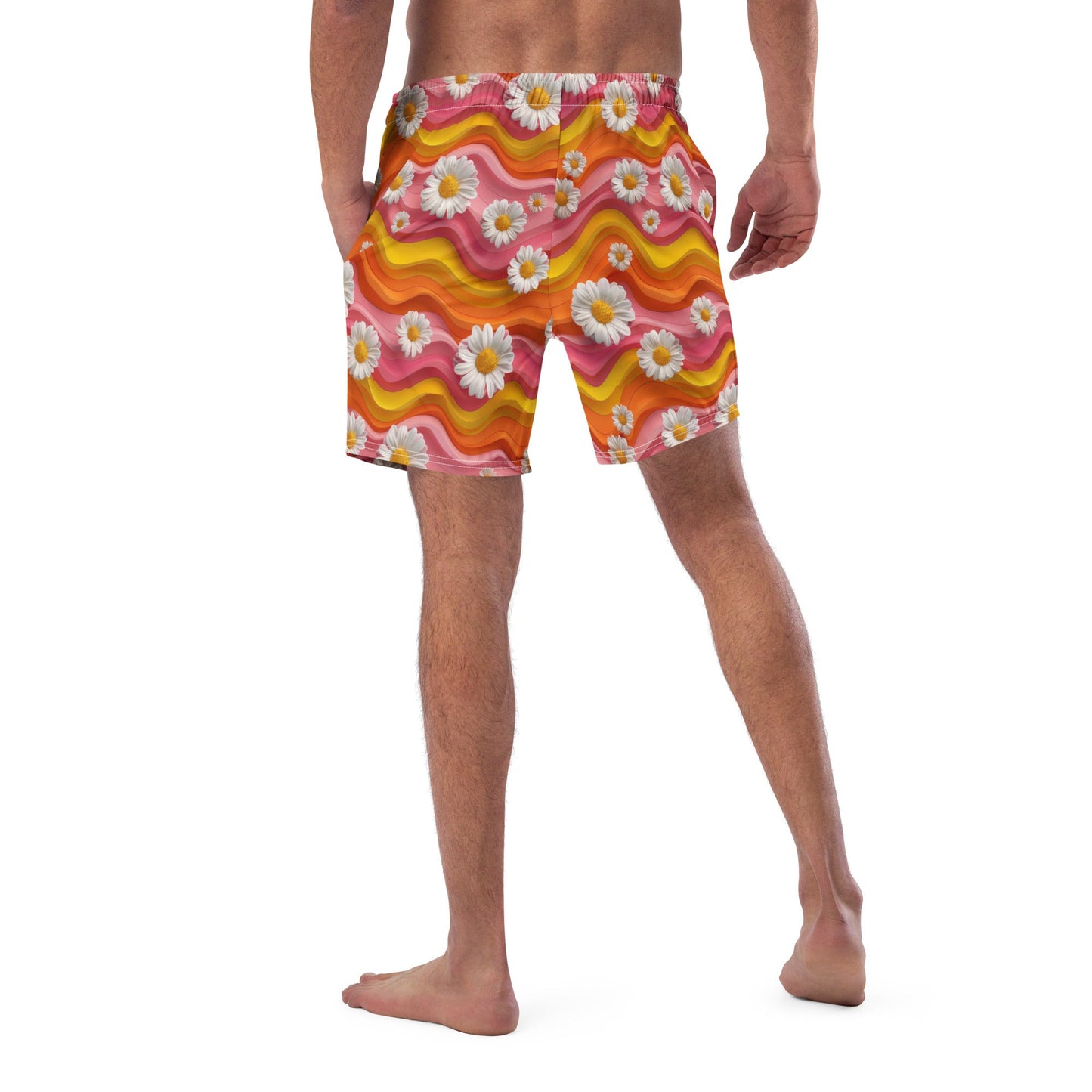 Yeehaw Groovy Floral Men's Swim Trunks