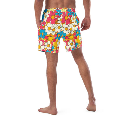 Yeehaw Flower Child Retro Men's Swim Trunks