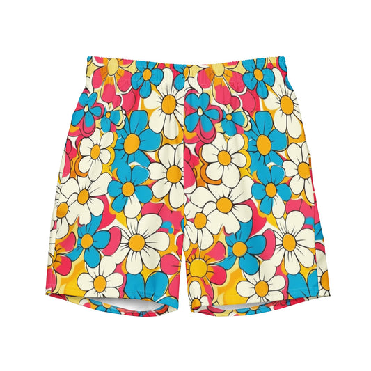 Yeehaw Flower Child Retro Men's Swim Trunks