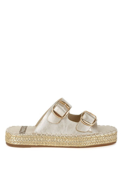 Miova Metallic Buckle Detail Espadrille Flatforms