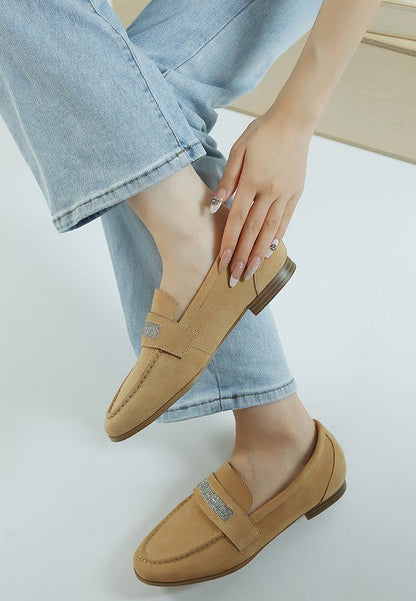 New Ode Rhinestone Penny Strap Loafers Loafers