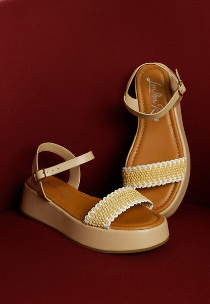 Anglong Raffia Flatform Sandals