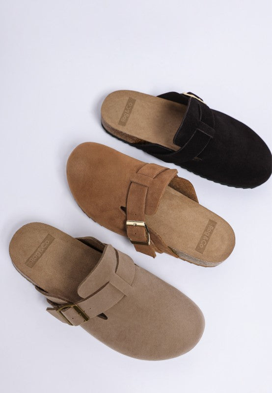 Ratiha Buckle Accent Slip-On Footbed Mules