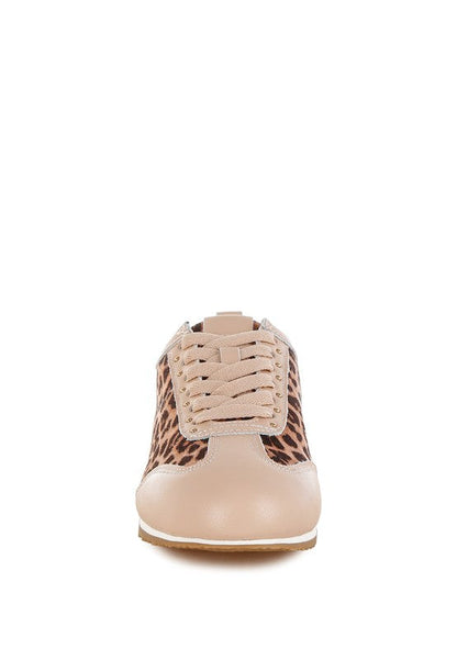 Narati Leopard Print Real Leather Sneakers