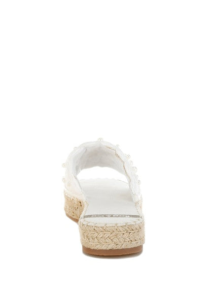 Yakna Pearl Embellished Woven Flats