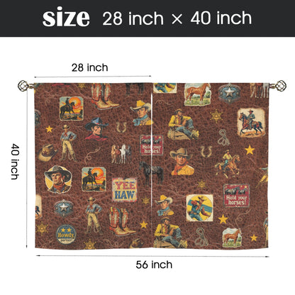 Vintage Cowboy Collage Western Curtains 28" x 40" Made in America