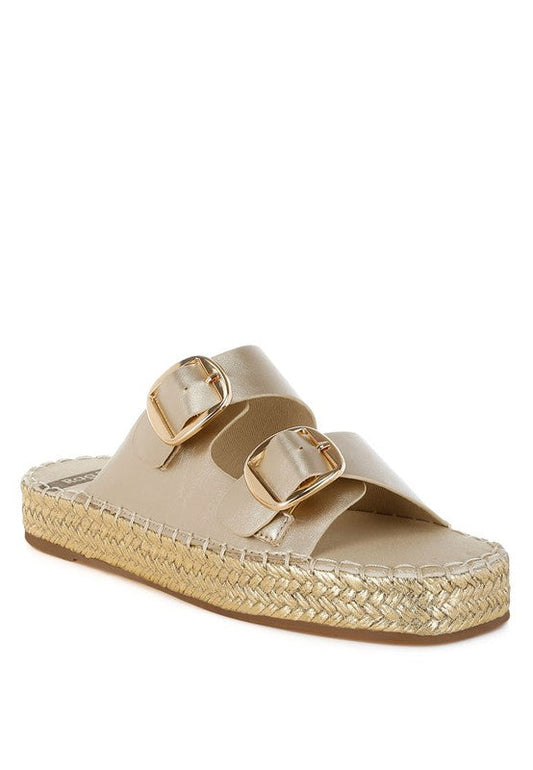 Miova Metallic Buckle Detail Espadrille Flatforms
