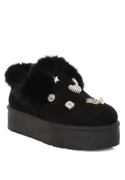 Zeta Charm Detail Slip On Snow Boots