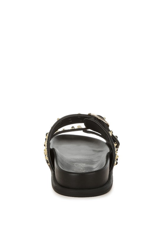 Jayata Metallic Stud Embellished Sliders