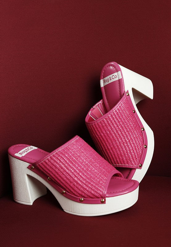 Marengo Raffia Wooden Clogs