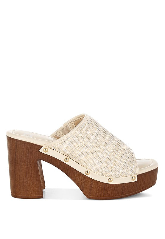 Marengo Raffia Wooden Clogs