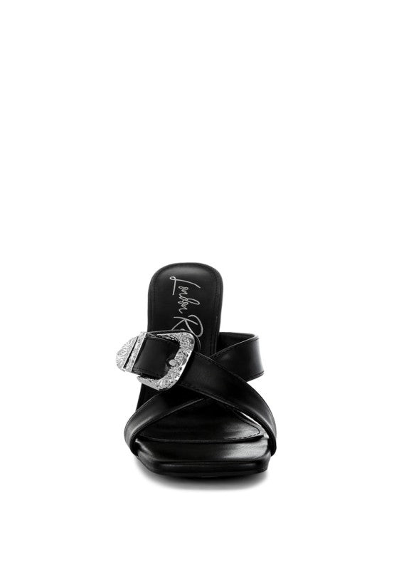 Mohaya Engraved Metallic Buckle Sandals