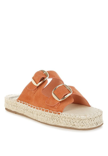 Kuopa Genuine Soft Leather Espadrille Flatform