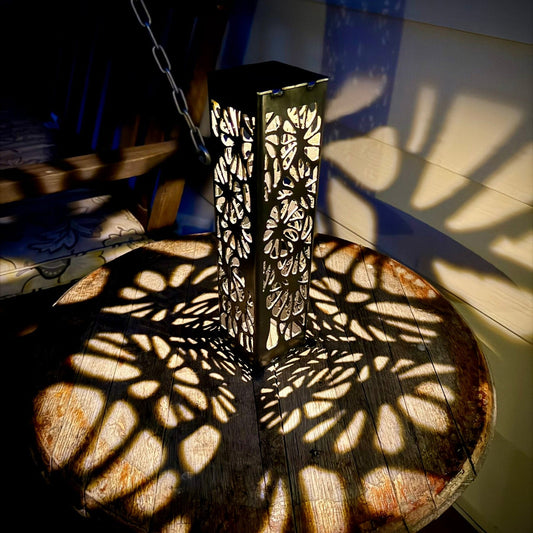 Floral Burst Steel Luminary Pillar | Multiple Sizes
